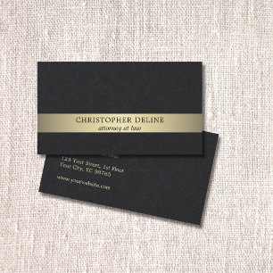 Carte De Visite Simple Elegant Black Faux Gold Stripe Attorney