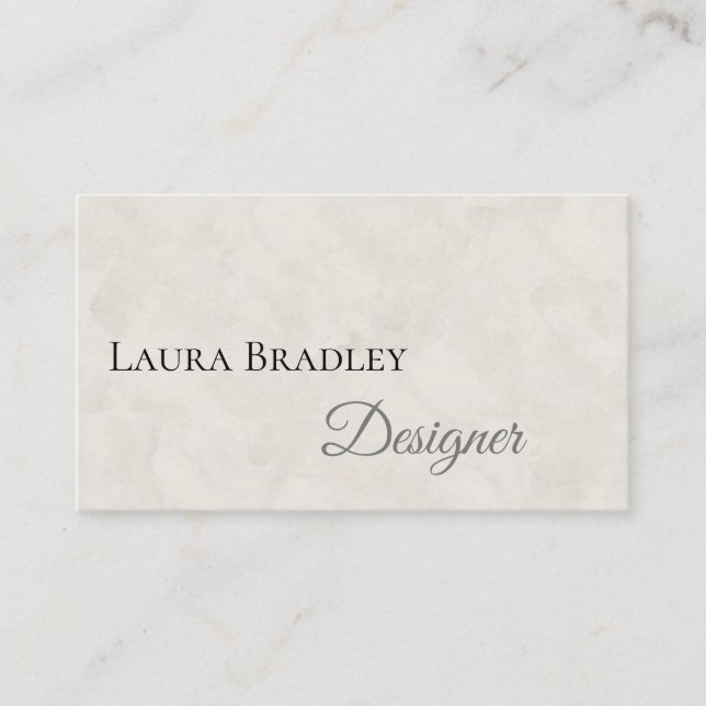 Carte De Visite Simple Élégant Blanc Avec Script Noir (Devant)