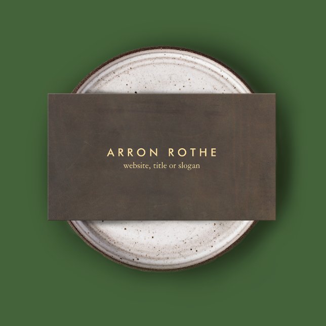 Carte De Visite Simple Elégant Cuir Brown Professionnel (Brown suede background image business card)