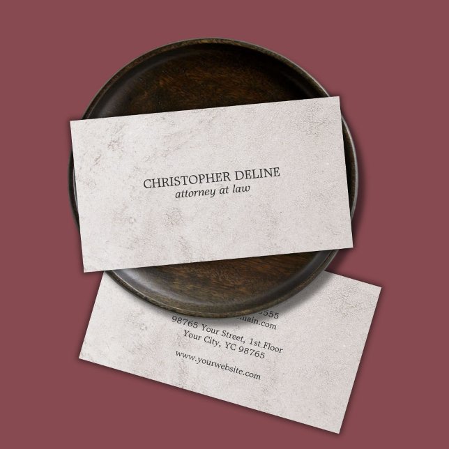 Carte De Visite Simple Elégant Faux Stone Texture Avocat à la Loi (Créateur téléchargé)