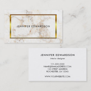 Carte De Visite Simple élégant marbre or blanc professionnel