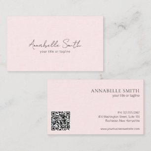 Carte De Visite Simple élégant minimaliste QR Code moderne rose