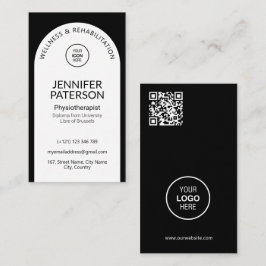 Carte De Visite Simple élégant minimaliste Qr Code noir blanc