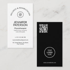 Carte De Visite Simple élégant minimaliste Qr Code noir blanc