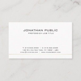 Carte De Visite Simple Élégant Moderne Blanc Professionnel