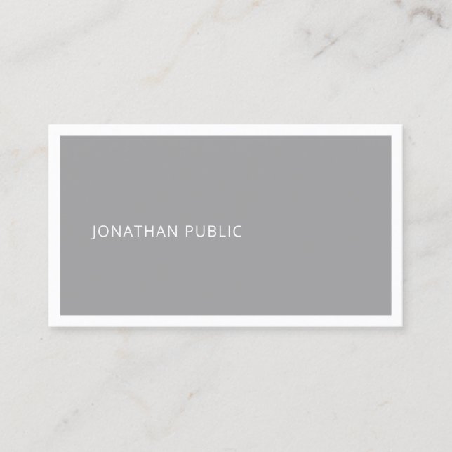 Carte De Visite Simple Elegant Plat Professionnel Gris Blanc Cool (Devant)
