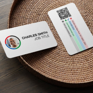 Carte De Visite Simple Elegant Professionnel Coloré Photo Code QR