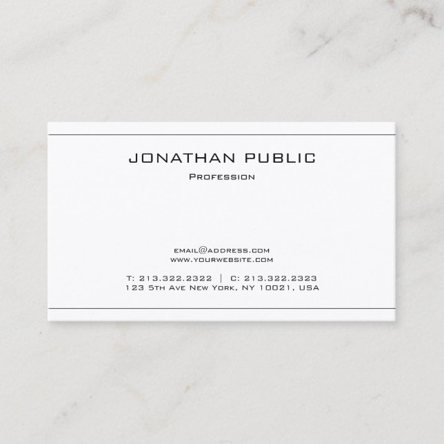 Carte De Visite Simple Elegant Professionnel Propre Moderne tendan (Devant)