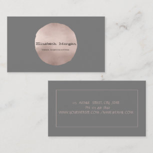 Carte De Visite Simple Elegant Rose Gold Cercle Gris