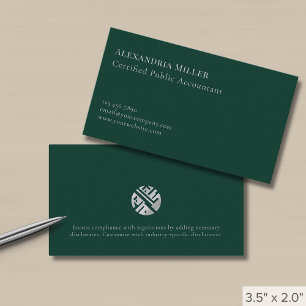 Carte De Visite Simple élégant vert foncé