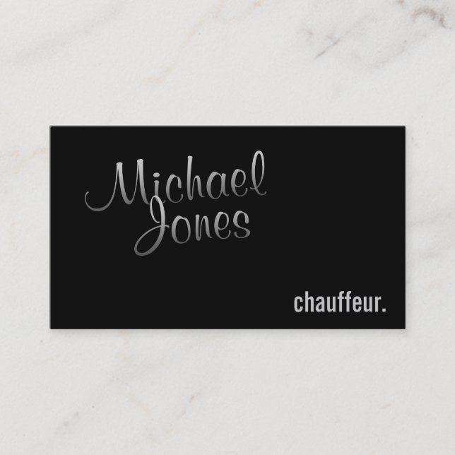 Carte De Visite Simple Elégante Noir Stylish Chauffeur Calligraphi (Devant)