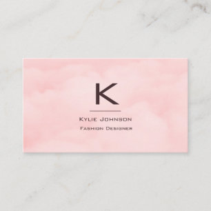 Carte De Visite Simple élégante nuage rose Monogramme personnalisé