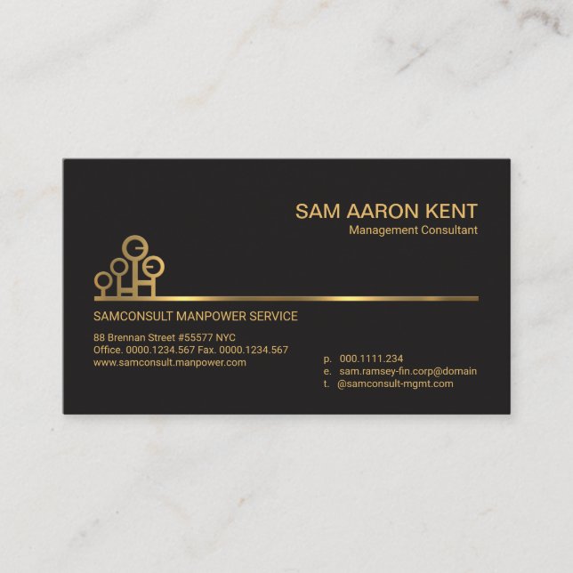 Carte De Visite Simple Faux Gold Line Main-d'oeuvre Motif Consulta (Devant)
