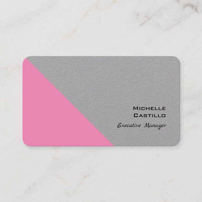 Carte De Visite Simple Feminine minimaliste rose gris moderne (Devant)