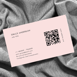 Carte De Visite Simple fille rose féminin QR Code Social Media