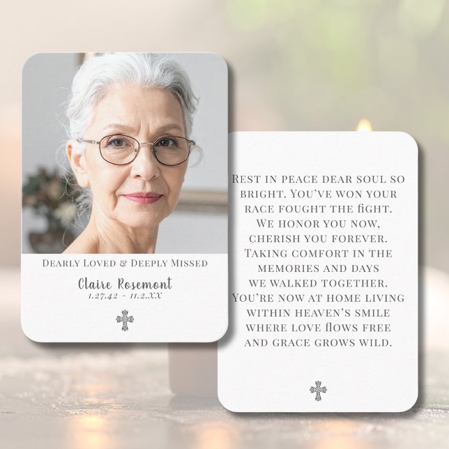 Carte De Visite Simple Funeral Photo Prayer Card (Simple Funeral Photo Prayer Card
)