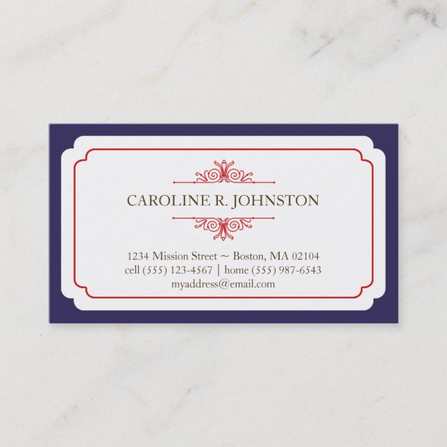 Carte De Visite Simple grâce solide marine cadre d'appel personnel (Devant)