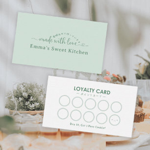 Carte De Visite Simple Green Made with Love Récompenses de fidélit