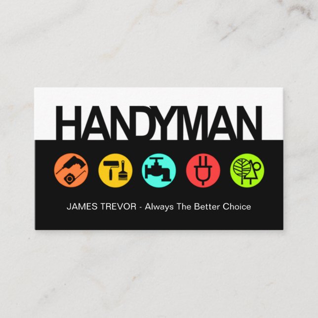 Carte De Visite Simple Handyman Signage Construction Tools (Devant)