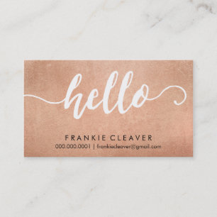 Carte De Visite SIMPLE HELLO SCRIPT à main type rose feuille d'or