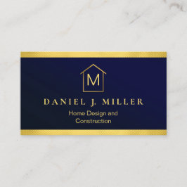 Carte De Visite Simple Home Logo Monogramme Moderne Marine Bleu