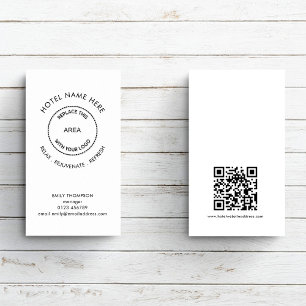 Carte De Visite Simple Hotel ou Guest House QR Code Logo Tagline