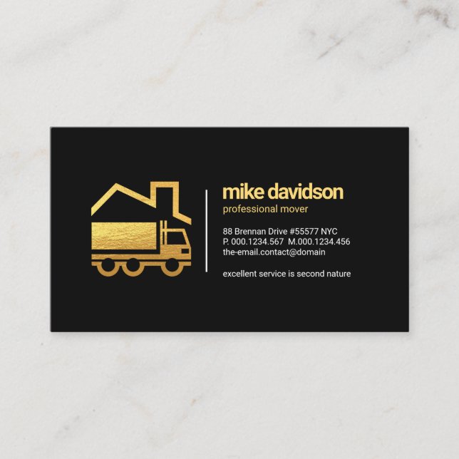 Carte De Visite Simple intemporel Retro Gold Truck Home Moving (Devant)