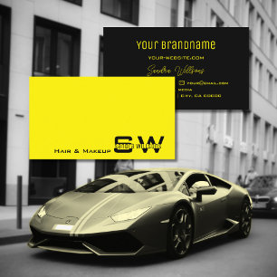 Carte De Visite Simple Jaune et Noir avec Monogramme