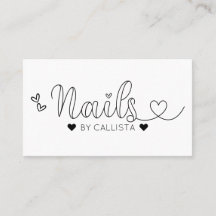 Simple Joli Coeur Blanc Typographie Nail Tech