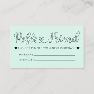 Carte De Visite Simple Joli Coeur Mint Typographie Référence