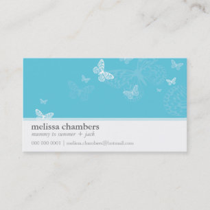 CARTE DE VISITE simple joli papillon bleu aqua