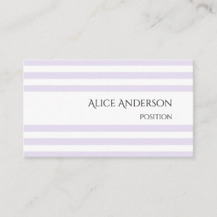Carte De Visite Simple Lavande Clair Chic Pastel Stripes Minimale
