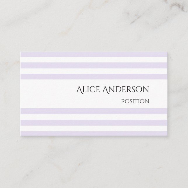 Carte De Visite Simple Lavande Clair Chic Pastel Stripes Minimale (Devant)