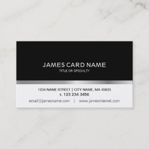 Carte de visite simple ligne argent noir/blanc