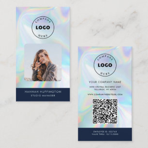 Carte De Visite Simple logo code QR holographique photo de l'emplo