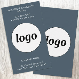 Carte De Visite Simple logo et texte gris charbon vertical