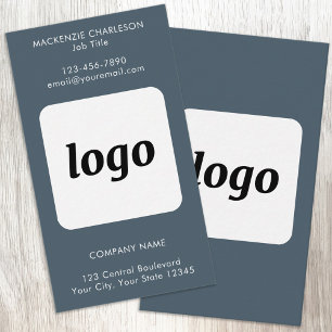 Carte De Visite Simple Logo et Texte Gris Charbon Vertical