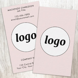 Carte De Visite Simple Logo et Texte Vertical Rose Blush