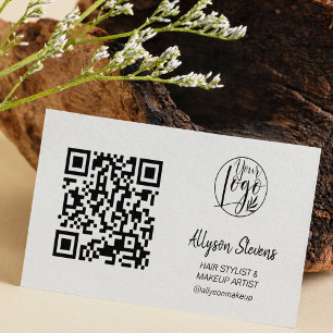 Carte De Visite Simple maquillage noir blanc cheveux photo qr code
