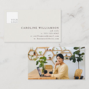 Carte De Visite Simple Marron Moderne Photo de Logo Professionnel