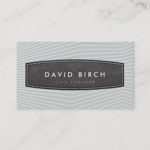 Carte De Visite SIMPLE masculin badge en damier gris pâle