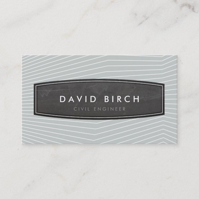 Carte De Visite SIMPLE masculin badge en damier gris pâle (Devant)