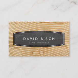 Carte De Visite SIMPLE masculin en tableau noir badge en bois look