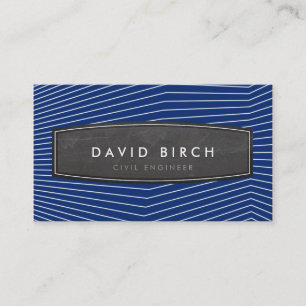 Carte De Visite SIMPLE masculine badge en tableau noir bleu marine