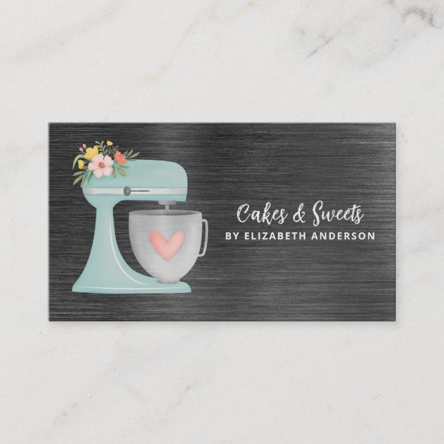 Carte de visite simple mélange floral pâtisserie (Devant)