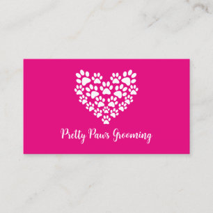 Carte De Visite Simple mignonne Chien Groomer Coeur Empreinte de p