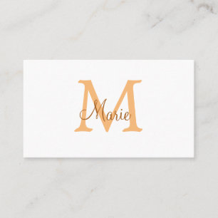 Carte De Visite simple minimal ajouter nom monogramme orange marro