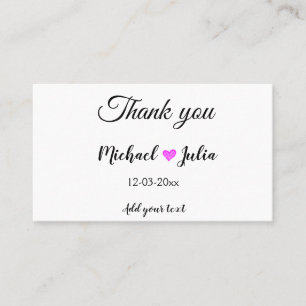 Carte De Visite Simple minimal merci couple nom cœur paillettes