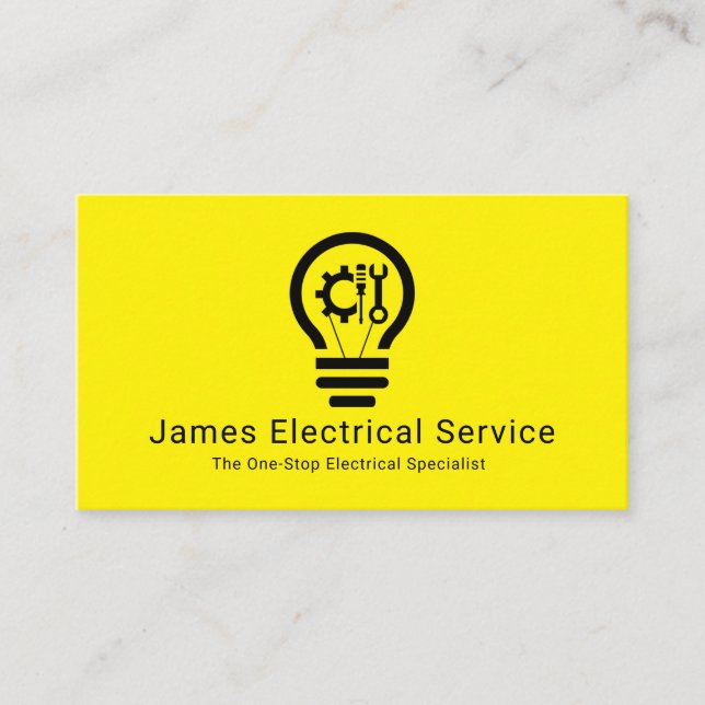 Carte De Visite Simple Minimalist Light Bulb Electrician (Devant)