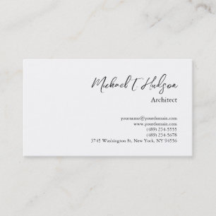 Carte De Visite Simple minimaliste Architecte simple blanc classiq